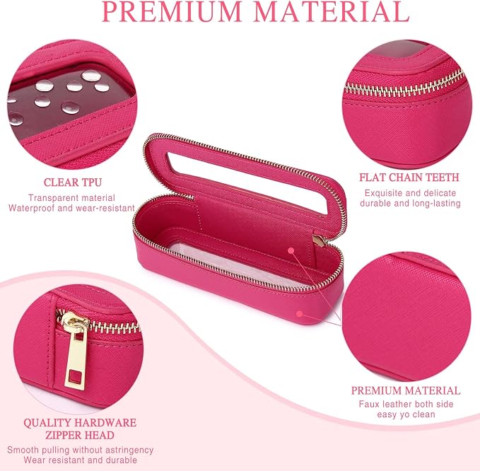 Pinkmik Makeup Brush Bag Slim Clear Makeup Bag Transparent Travel Cosmetic Case & Toiletry Bag with Zipper Small Beatuy Makeup Bag Purse Organizer for Women (X/Fuxia, SLIM) - Image 5