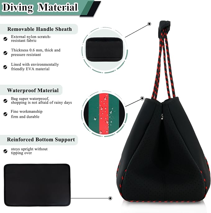 QOGiR Neoprene Multipurpose Beach Bag Tote with Inner Zipper Pocket … … … … - Image 6