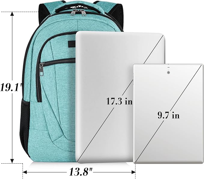 BIKROD Teal Backpack for Women and Men, Extra Large School Backpacks for Teens, Water Resistant Back Pack Fits 17 Inch Laptop, Business Anti Theft Sturdy Computer Bag Gifts - Image 5