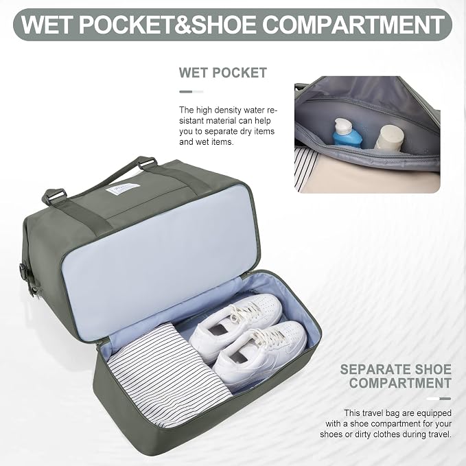 Weekender Bags for Women,Travel Duffle Overnight Bag with Shoe Compartment | Personal Item Carry On Bag,Gym Bag,3 Pcs Set - Image 4