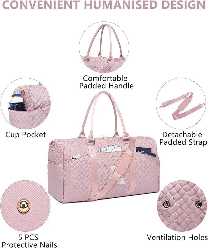 Women Weekender Travel Duffle Bag: Initial Duffel Overnight Bags with Shoe Compartment Large Carry on Tote with Toiletry Bag Weekend Traveling Yoga Gym Hospital Bag for Women with Wet Pocket Letter A - Image 4
