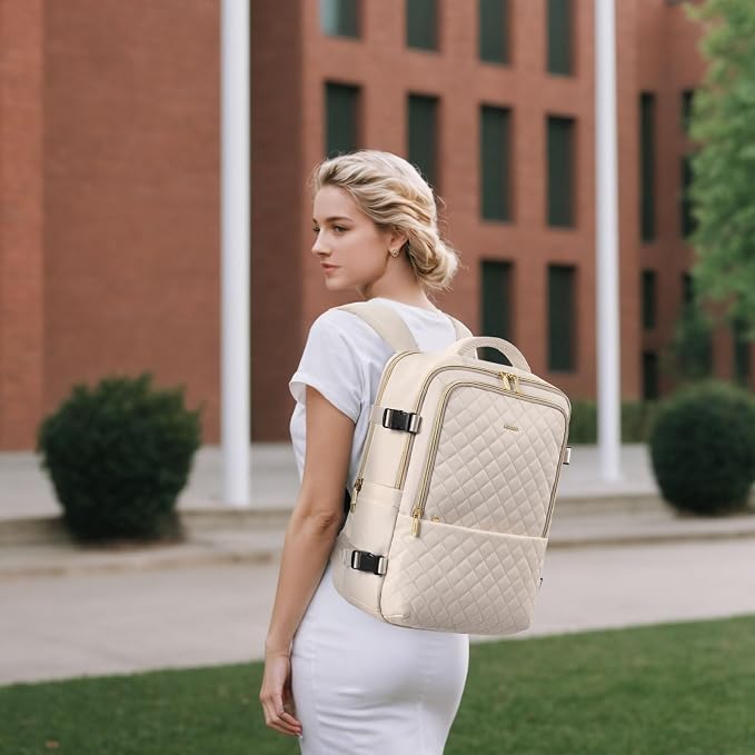 MDODO Travel Backpack for Women Men - Large Carry on Backpack fits 15.6" Laptop Lightweight Travel Bag Daypack Waterproof Causal Bookbag Backpack for College,Work,36L, Beige - Image 7