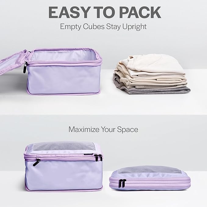Aerotrunk Compression Packing Cubes for Travel - Luggage Organizer Bags - Double Zipper Packing Cubes for Suitcases (6-Pack, Purple) - Image 5