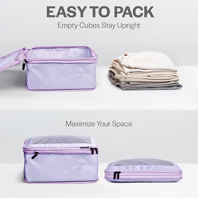 Aerotrunk Compression Packing Cubes for Travel - Luggage Organizer Bags - Double Zipper Packing Cubes for Suitcases (4-Pack, Purple) - Image 5