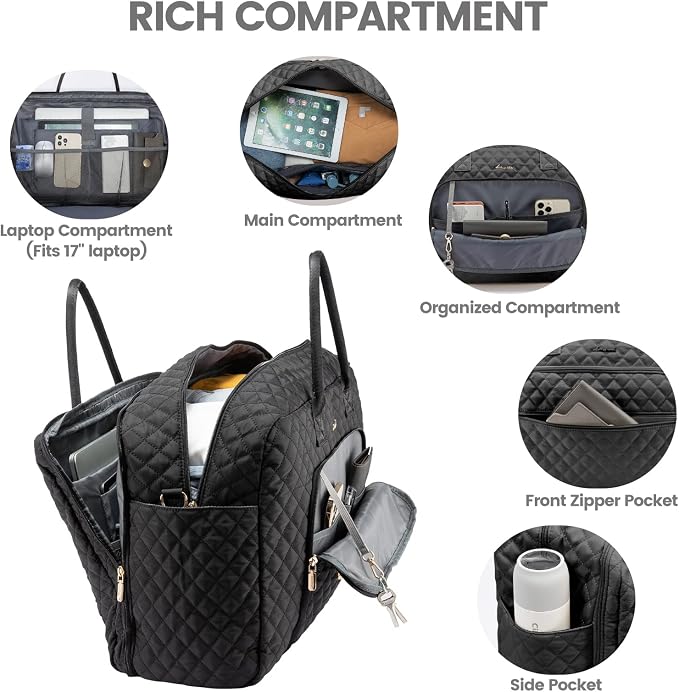 LOVEVOOK Travel Duffle Bag - Women's Weekender Carry On Overnight Laptop & Gym Bag With Toiletry/Shoe Pocket, Hospital Labor Bag - Image 2