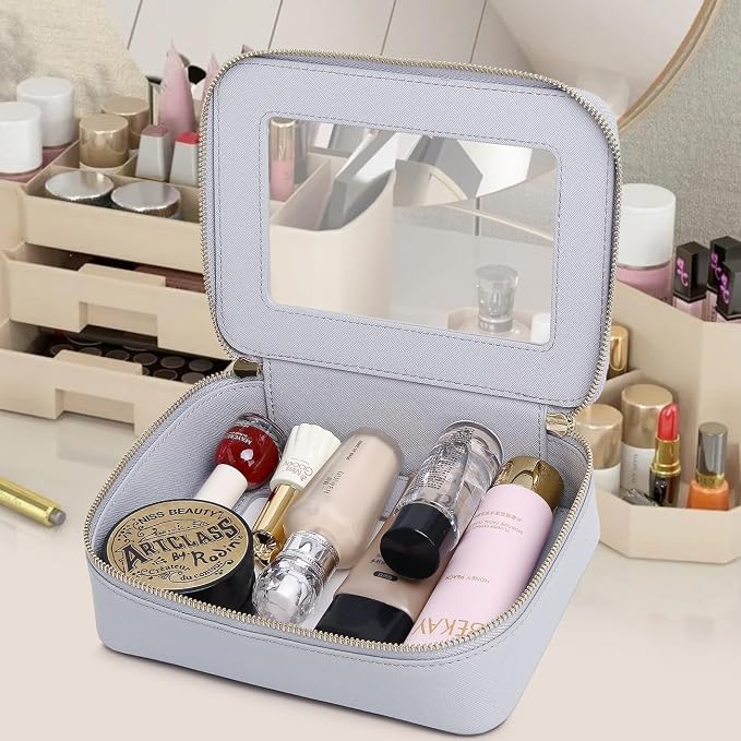 Pinkmik Clear Makeup Bag Waterproof Travel Case for Cosmetics and Toiletries Women's Purse Organizer and Clear Car Bag with Zipper (Gray, L+M+MINI) - Image 4