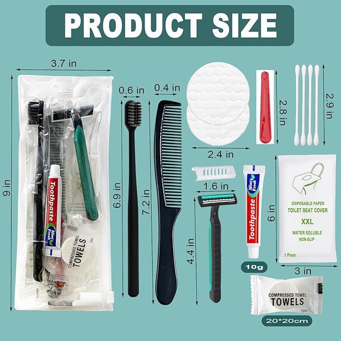 20 Sets Personal Hygiene Kit Bulk, Disposable Toothbrushes with Toothpaste, Comb, Shaving Razor, Towel, Cover, and Vanity Kit, Toiletry Kits Homeless Bulk Supplies for Women, Men, Travel, Homeless