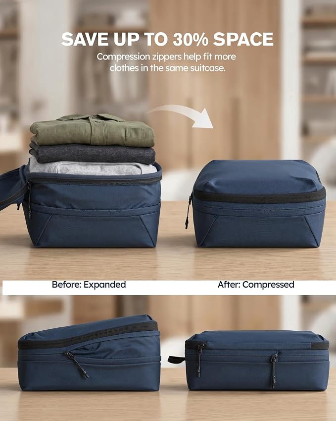 Tolaccea Travel Packing Cubes Set Compression Organizers for 28" Luggage | Lightweight Ripstop Nylon | Compression Zippers Save Space | Organized Packing Storage for Family Travel | Extra Laundry Bag - Image 5
