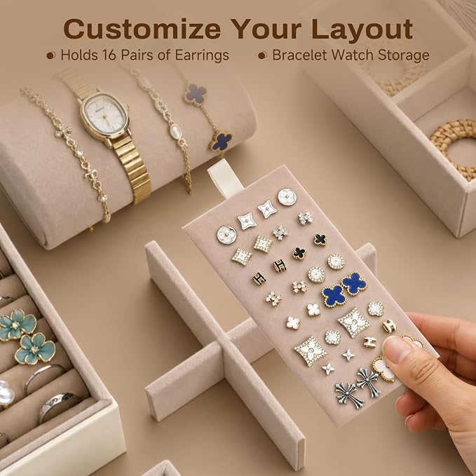 360° Rotating 5‑Drawers Jewelry Box with Top Handle & Glass Window, Spacious Vertical Jewelry Organizer, Jewelry Storage Case, Dustproof & Moisture‑resistant Design. (White) - Image 7