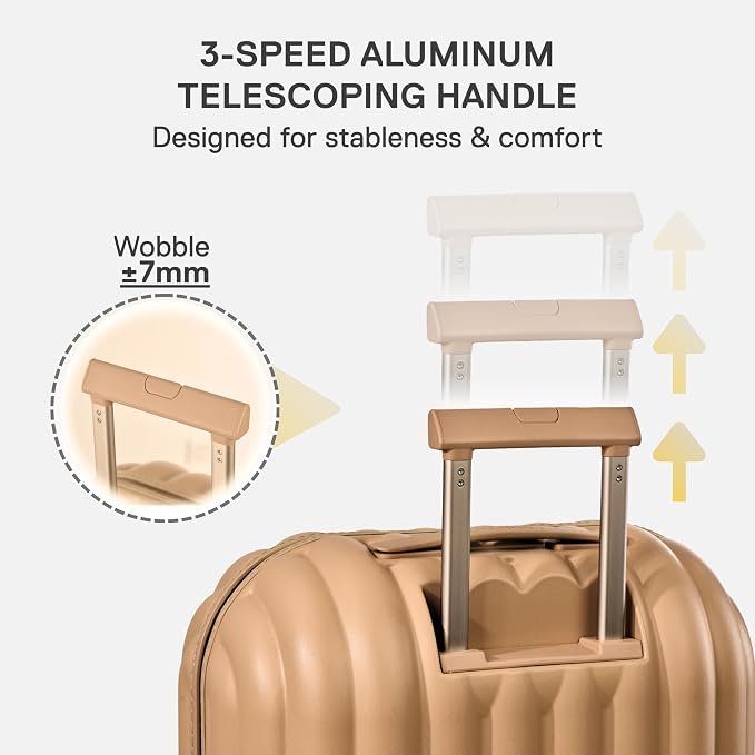 artrips Checked Luggage 24 Inch, Lightweight Hard Shell Suitcase with Spinner Wheels, Medium Travel Suitcase for 4–7 Day Trips, Brown - Image 6