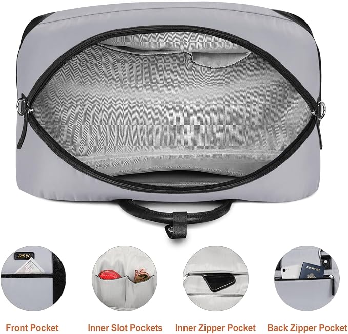 Weekender Bag for Women, Large Overnight Bag Canvas Travel Duffel Bag Carry On Tote with Shoe Compartment 21" 3Pcs Set - Image 5