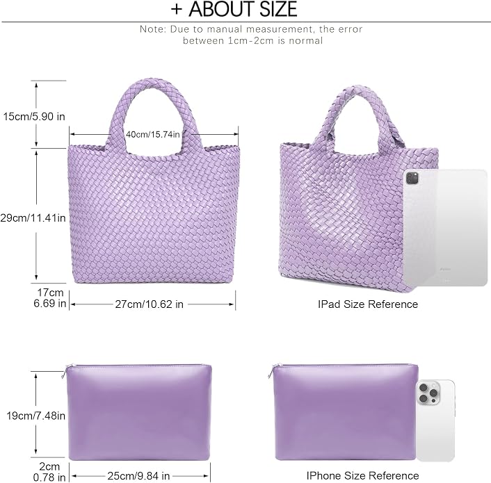 JINMANXUE Fashion Woven Bag Shopper Bag Travel Handbags and Purses Women Tote Bag Large Capacity Shoulder Bags - Image 4