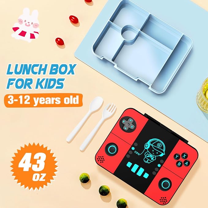 Bevalsa Backpack for Boys with 43OZ Bento Lunch Box,Insulated Lunch Bag & Pencial Case,Cool Luminous Gamer Schoolbag for Kids Teens Elementary Middle School,Bookbag Glow In The Dark - Image 4