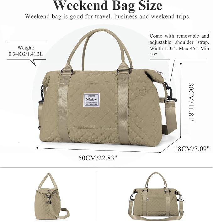 Travel Duffel Bag, Carry On Overnight Weekender Bags for Women | Travel Bag with Wet Pocket & Trolley Sleeve, For Spirit Airlines 18x14x8 Personal Item Bag - Image 4