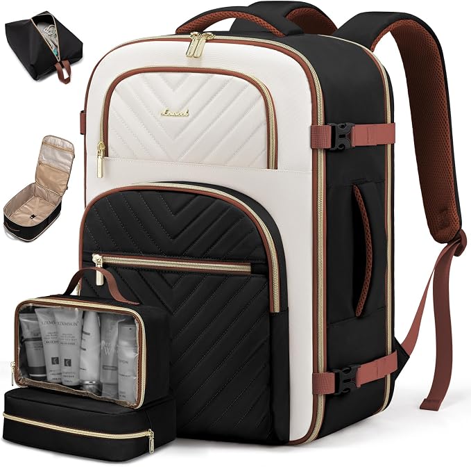 LOVEVOOK Travel Backpack Carry on Flight Approved 50L,Waterproof TSA Travel Essentials Personal Item Backpack for Women Men,Large Carry on Luggage Suitcase Travel Bag for Airplane with 3 Packing Cubes by LOVEVOOK