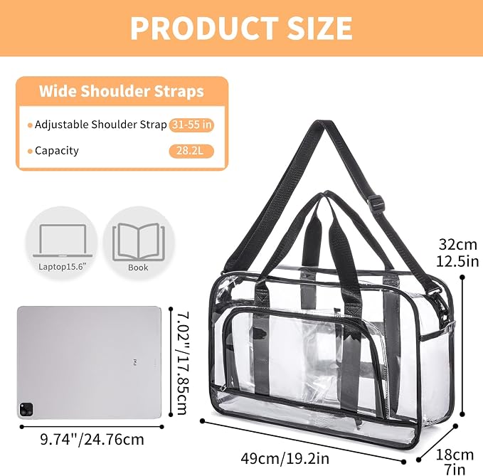 Clear Duffle Bag for Women with Anime Pins Display & Shoe Compartment, Waterproof and Convertible Crossbody for Anime Conventions, Stadium Events, Yoga, Travel & Gym (black) - Image 4