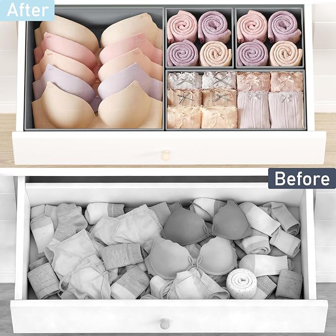 DIMJ Drawer Organizer Clothes, 24 Pack Dresser Organizer, Foldable Closet Organizers and Storage, Fabric Dresser Bins, Drawer Dividers for Nursery, Baby Clothes, Underwears, Sock - Image 6