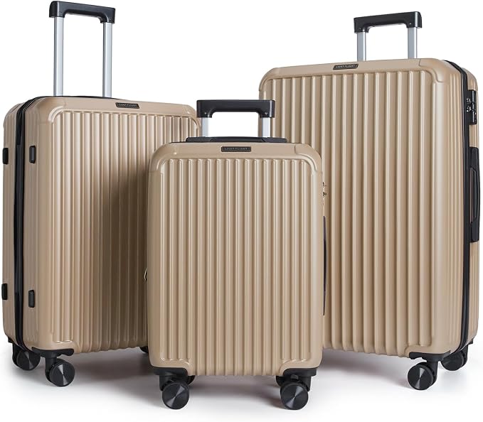 LIGHT FLIGHT 3 Piece Luggage Sets With Spinner Wheels Hardshell TSA Lock | Durability, Spinner Wheels, Hardside Lightweight, TSA Lock, Durable, PC+ABS, Mobility, by LIGHTFLIGHT
