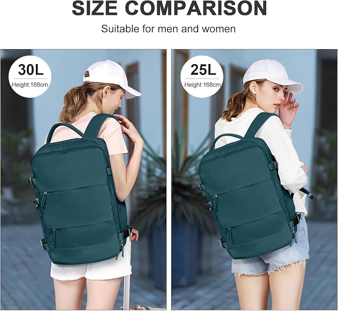coowoz Large Travel Backpack For Women Men,Carry On Backpack Flight Approved,Hiking Backpack Waterproof Outdoor Sports Rucksack Casual Daypack Fit 15.6 Inch Laptop Shoes Compartment,30L(Peacock Blue) - Image 6