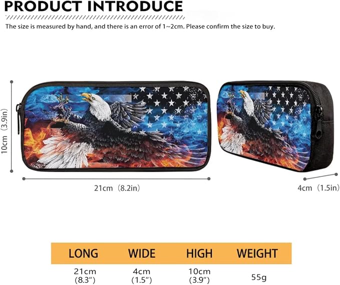Fire and Ice Eagle American Flag Print 3Pcs School Bag Backpack Set for Teen Girl, 4th of July Kids Bookbag Durable Lightweight Knapsack with Lunch Box Pencil Case, Large School Bookbag Set - Image 5