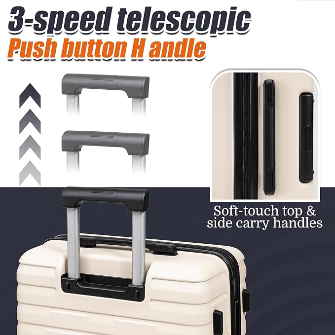 Cosbarn Luggage Sets 5 Piece Suitcases with Wheels, Suitcase Set ABS Hard Case Luggage with Spinner Wheels Durable Travel Luggage - Image 4