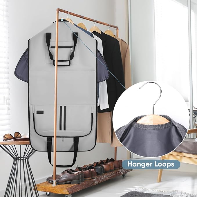 BALEINE Travel Garment Bag, Travel Suit Bag for Men, Water Resistant Carry on Garment Bag for Hanging Clothes, Garment Duffel Bag for Travel Business (Gray-Convertible) - Image 9