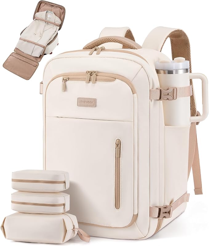 LOVEVOOK Travel Backpack for Women Men with Garment Bag, 50L Carry on Backpack as TSA Personal Item Flight Approved, Luggage Daypack Fits 17.3" Laptop, Overnight Business Weekender Travel Essential by LOVEVOOK
