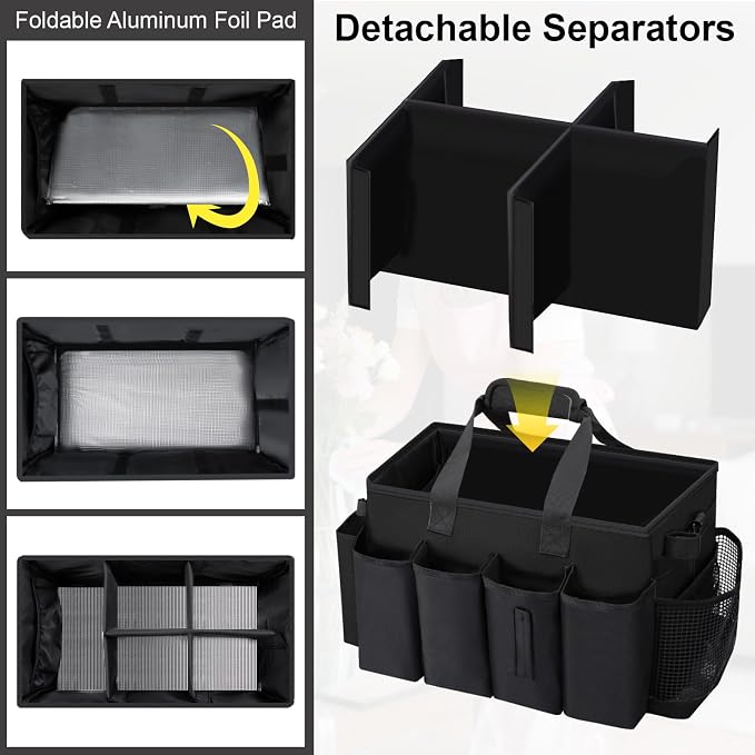 Wearable Large Cleaning Caddy Bag for Housekeeper, Clean Supply Organizer with Adjustable Shoulder, Waist & Handle Straps, Detailing Bag for Kitchen Supplies (Black) - Image 4