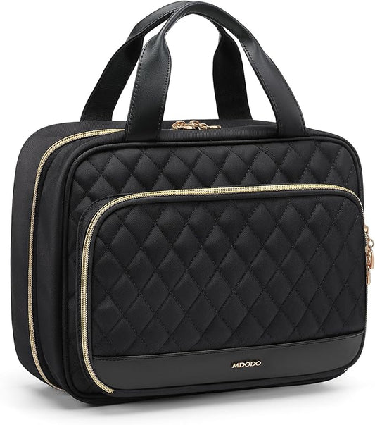 MDODO Travel Toiletry Bag for Women Hanging Water-Resistant Cosmetic Makeup Bag for Full Sized Travel Essentials Must Have (Black) by Mdodo