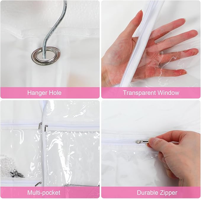 Windyun 10 Pack Garment Bags for Dance Costumes Kids 40 Inch Clothing Bags Hanging Clothes with 3 Clear Zipper Pocket Waterproof Garment Cover for Dance Competition, Travel, Closet Storage(White) - Image 3