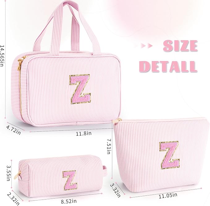 Gifts for Teen Girls Women - Travel Hanging Toiletry Bag & Makeup Bag - Personalized Initial Cosmetic Bag | Birthday Gift for Girl Trendy Stuff - Pink Z - Image 6