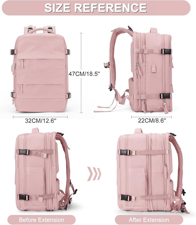 coofay Expandable Travel Backpack For Women Men Airline Approved Personal Item Backpack For Airlines Carry On Backpack Flight Approved Waterproof Backpack For Traveling On Airplane Gym Travel Bag - Image 2