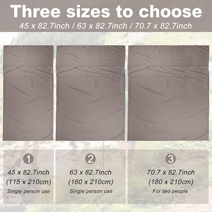 Lightweight Sleep Sack, Compact Sleeping Bag Liner Travel Sheets for Hotel | Soft Breathable Adult Sleep Sack, 4 Season Travel Sheet for Hostel Camping Backpacking Hiking, Machine Washable, 3 Sizes - Image 6