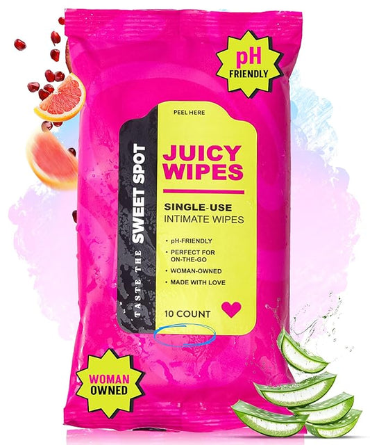 SWEET SPOT Flushable Feminine Wipes for Odor Control, pH Balance - Paraben-Free & Vegan, Intimate Wipes with Aloe Vera & Botanical Extracts - Ideal for Periods, Gym & Travel - 10ct