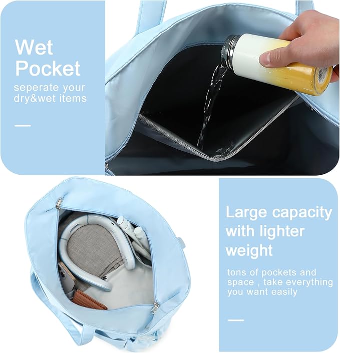 Bluboon Waterproof Beach Tote Pool Bags for Women Ladies Extra Large Carry On Bag With Wet Compartment for Weekender Travel - Image 6
