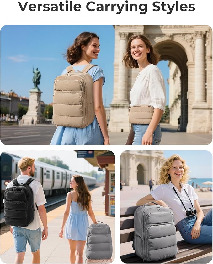 BAGSMART 35L Travel Backpack for Women, 17.3" Carry-On Personal Item | Flight Approved, 180° Opening, Wet/Dry Pocket, Free Crossbody Bag, Shoe Compartment, Luggage Sleeve, Water Resistant - Image 7