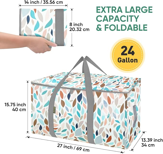 BALEINE 8-Pack Oversized Moving Bags with Reinforced Handles, Heavy-Duty Storage Tote for Clothes, Moving Supplies (Mosaic, 8-Pack) - Image 2