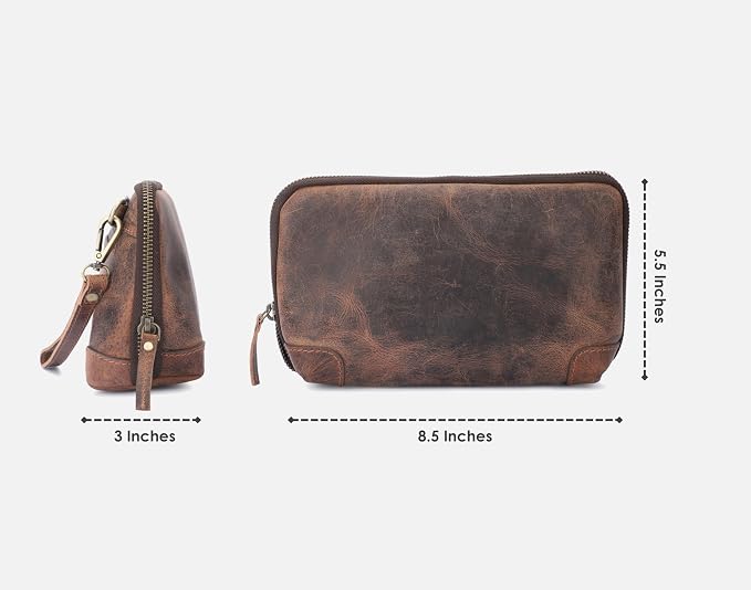 Cosmetics Case Travel Organizer Pouch Portable Tech Bag with Zipper Closure Leather Toiletry Bag for Men & Women Cord Storage Case Large Dopp Kit Makeup Bag Handbag Organizer - Image 4