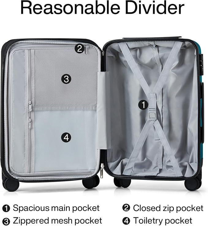 Hanke Expandable Hardshell Luggage Sets 3 piece Carry On Luggage with Wheels Suitcases Lightweight Checked Tsa Luggage Rolling Large Suitcase Travel Luggage Bag Woman Men 20/24/29 Inch(Caribbean Blue) - Image 7