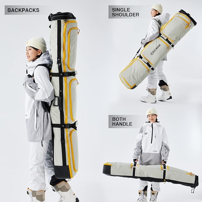 XCMAN Padded Snowboard Bag Expandable Snowboard Bag for Air Travel Adjustable Ski Bag Length 63-75In - Image 5