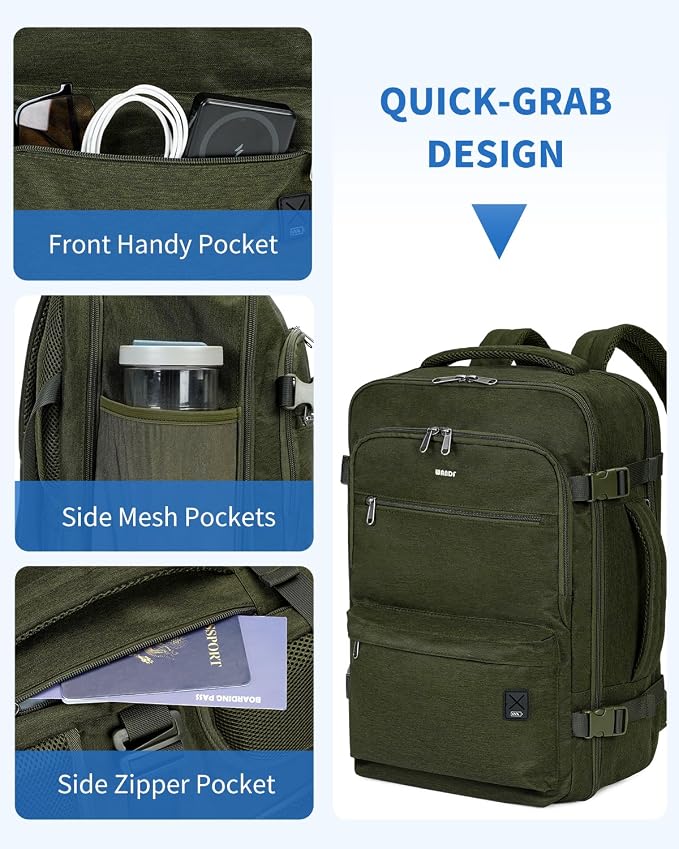 WANDF Travel Backpack For Spirit Airlines Personal Item Bag 18x14x8 with Wet Pocket, 17 Inch Laptop Backpack for Men Women | Frontier Airline Underseat Fit, Fits 17" Laptop, 180°Opening, Travel Backpack - Image 5