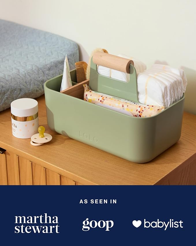 Lalo The Caddy - Modular Caddy Organizer with Handle and Removable Dividers - Portable Tote for Art Supplies, Diaper Storage, Bathroom - Sage - Image 6