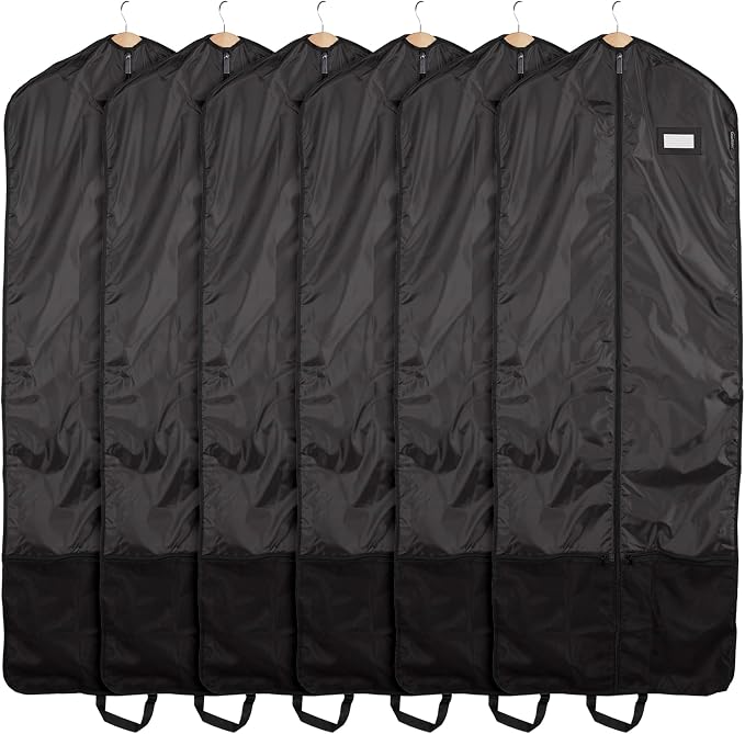 Covermates Deluxe Garment Bag Set for Closet Storage & Travel – Heavy Duty Hanging Suit & Dress Bags with ID Window, Accessory Pockets & Carrying Handles – Premium Wardrobe Protection, Black by Covermates