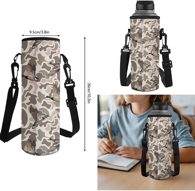 Mallard Duck Camo Kids Backpack Set 4Pcs, 17 Inch School Bag | Water Bottle Holder, Durable 600D Multi-Pocket Design, for Elementary Middle School Students, Great Back to School Gift - Image 7