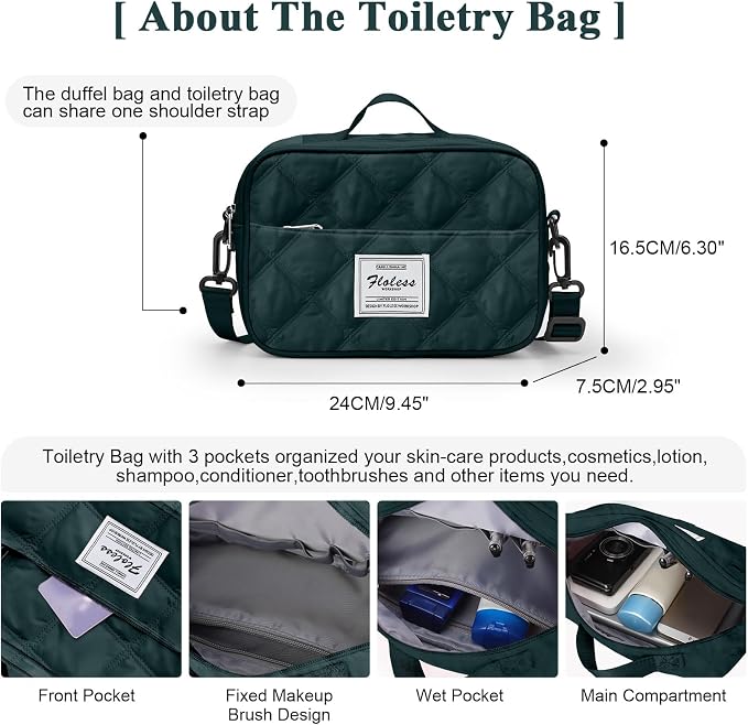 Travel Duffel Bag, Carry On Overnight Weekender Bags for Women | Travel Bag with Wet Pocket & Trolley Sleeve, For Spirit Airlines 18x14x8 Personal Item Bag - Image 4