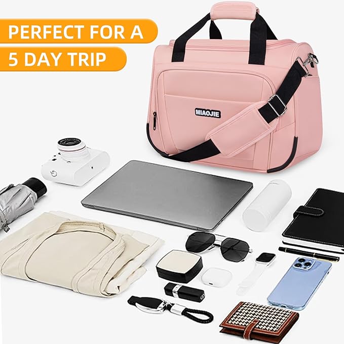 Underseat Carry On Luggage Lightweight Travel Tote Weekender Bag Overnight Duffle Bag for Travel, Travel Essentials Personal Item Travel Bag for Women and Men, Pink-18Inch - Image 2