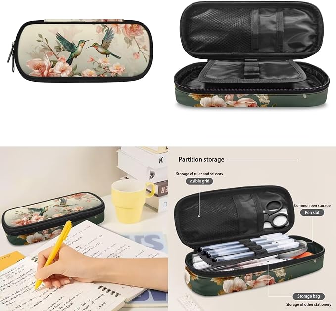 Humingbird Kids Backpack Girls Elementary School Floral School Bags for Teens 3 Pcs Set Travel Bookbag with Lunch Bag and Pencil Case for School - Image 6
