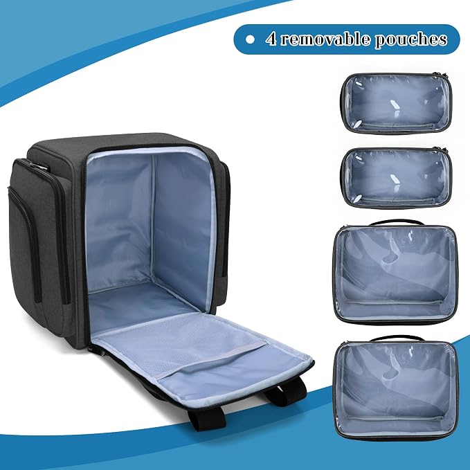 BAFASO Large Pill Bottle Organizer with 4 Inner Removable Pouches, Medicine Bag Come with Shoulder Strap (BAG ONLY), Black - Image 2