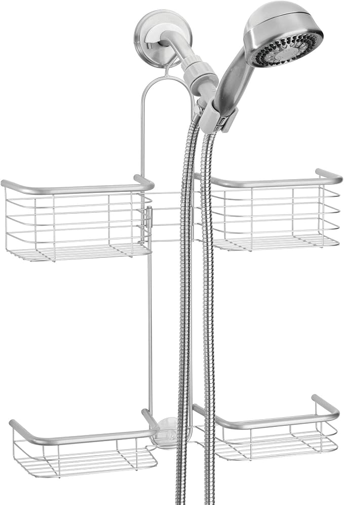 iDesign Hanging Handheld Shower Hose Caddy, Chrome | Storage for Shampoo, Conditioner, Body Wash - Image 2