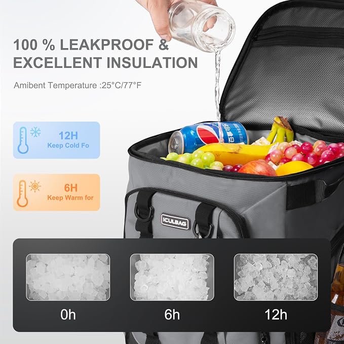 Beach Cooler Backpack for Men 36cans Insulated Backpack Cooler Lunch Bag for Women Camping Hiking Picnic Travel for 18 Hours Cooling 30L - Image 3